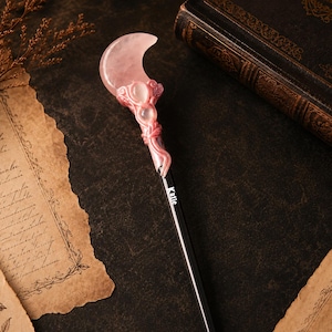 Moon Crystal Wand, Custom Pink Crystal Wand with Name, Cosplay Gift, Wizard's Gift image 4