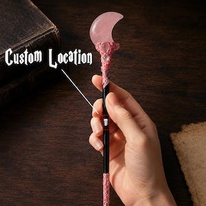 Moon Crystal Wand, Custom Pink Crystal Wand with Name, Cosplay Gift, Wizard's Gift image 11