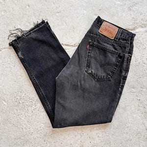 True Vintage 90s Black Distressed Levi’s 505 Jeans | Size 32 x 29 | Thrashed Denim Made in USA