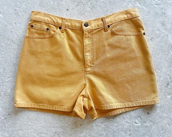 Vintage 90s Forenza Denim Shorts Size Large 33 Womens Orange High Rise Colored