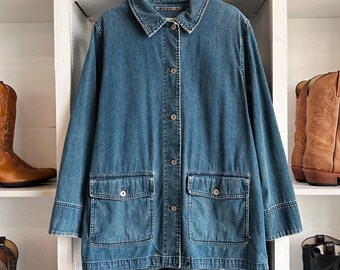 Vintage Womens Eddie Bauer Denim Chore Jacket | Size L | 90s 00s Outerwear