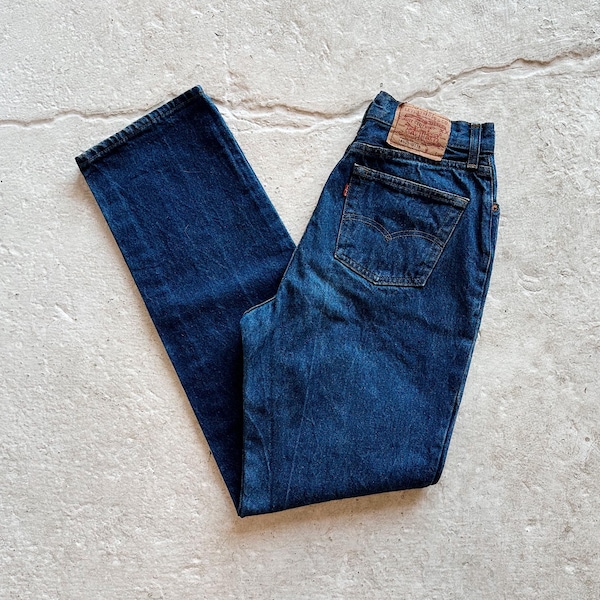 True Vintage 80s Womens Levis 501 Jeans | Size 26 x 31 | Dark Wash High Rise