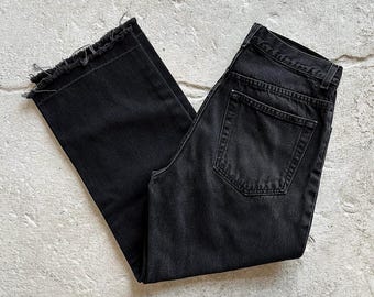 Vintage Mens Old Navy Jeans | Size 32 x 26 | 90s Black Cropped Wide Leg