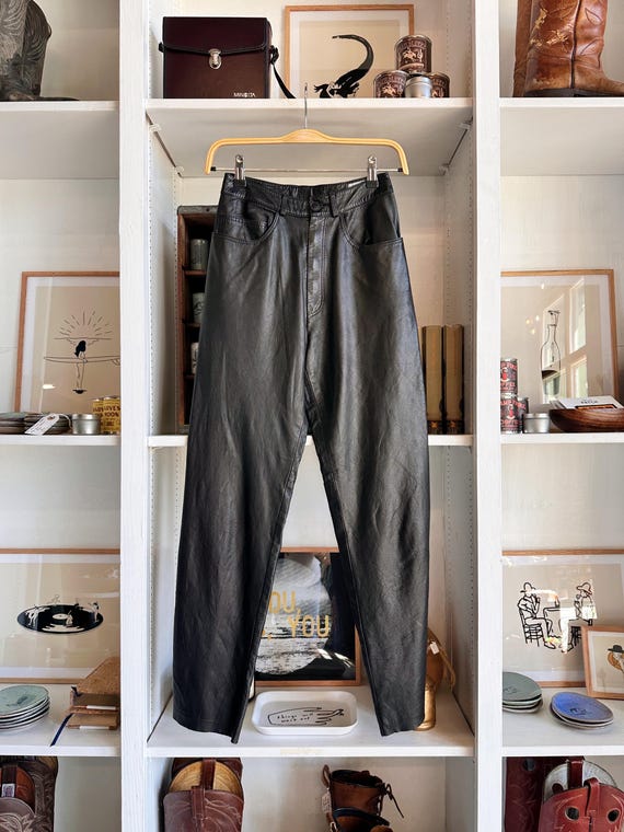 Ann Taylor, Vintage Ann Taylor Black Leather Pants | Size 23 x 29 | 80s 90s womens