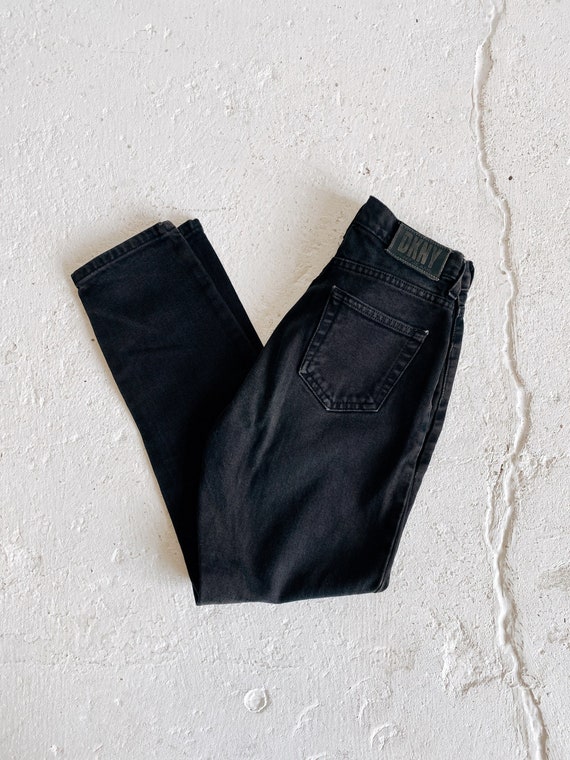 90s DKNY Jeans Black Mid Rise Slim Leg Jeans Size