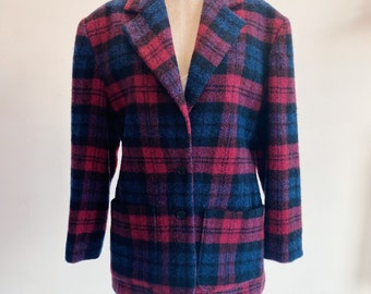 Vintage Woolrich for Women Wool Plaid Blazer | Size S Small | Mohair Made in USA 80s 90s