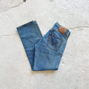 Vintage 90s Levi’s 501 Jeans Size 28 x 29 Mens Fade Straight Leg Levis Button Fly Light Wash Mens Womens Red Tab