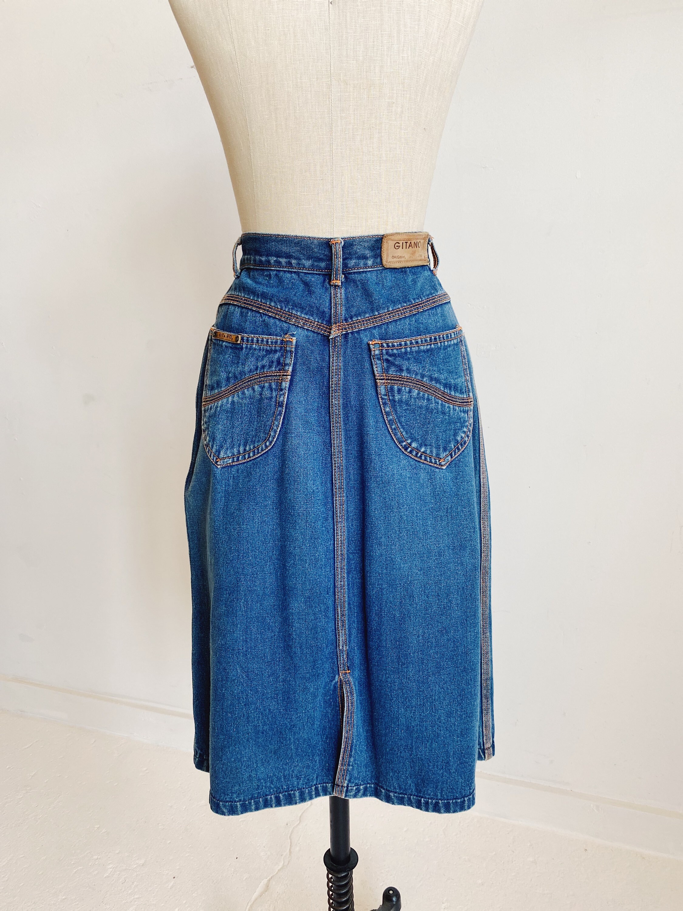 70s 80s Gitano Denim A-line Skirt Size 27 - Etsy