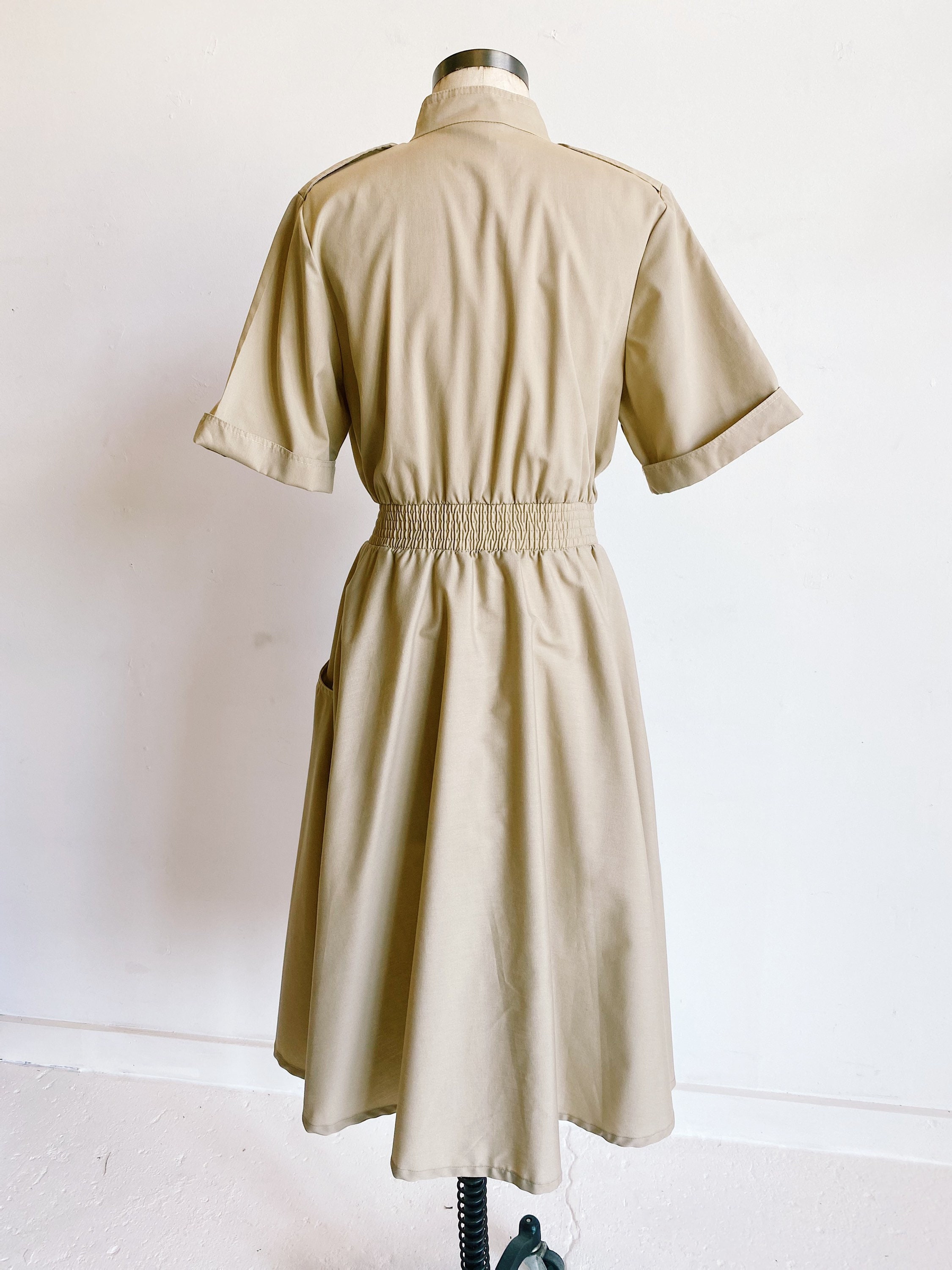 80s 90s Sabino Khaki Midi Shirt Dress Size Medium Large | Etsy