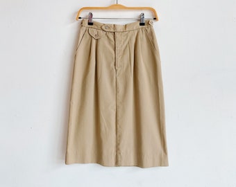Vintage 90s Palmettos Khaki Pleated Skirt | Size XXS XS | Pencil