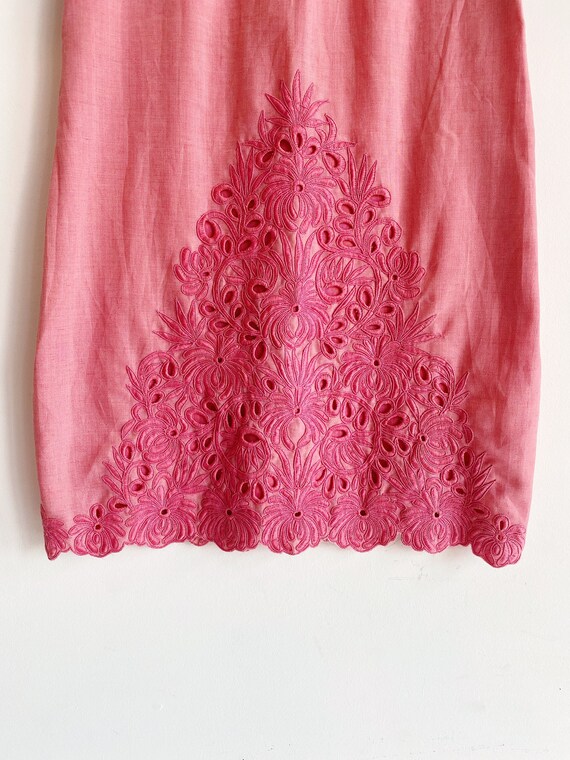 Vintage 50s 60s Handmade Pink Embroidered Mini Dr… - image 8