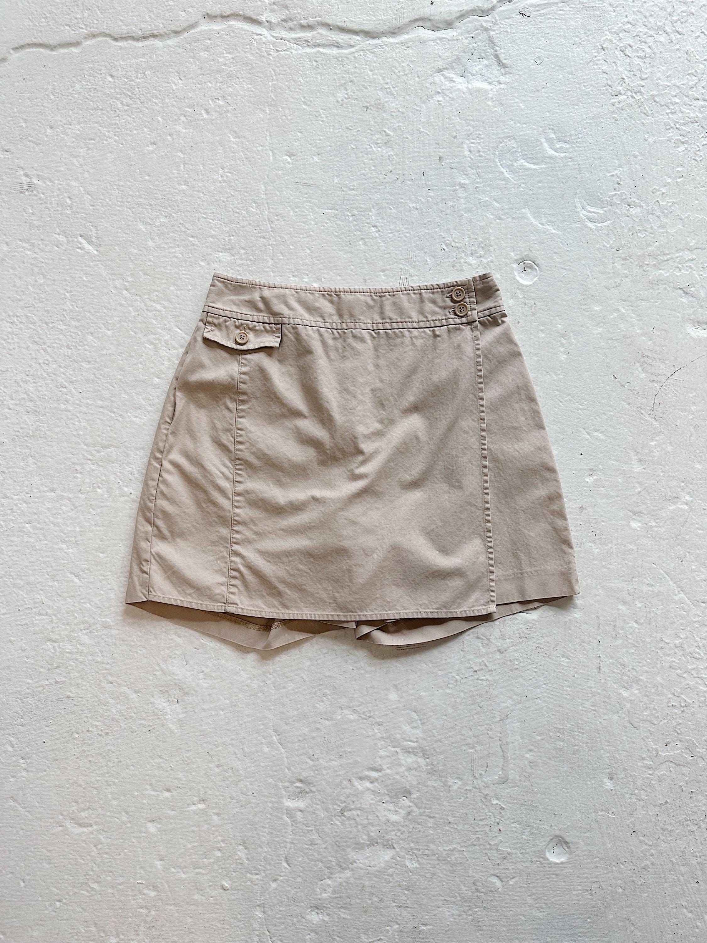 khaki wrap mini skirt