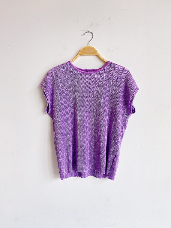 Vintage Y2K Purple Crinkle Shirt Size Medium Large