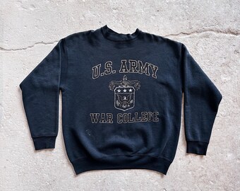 Medium 50s Distressed US Army High Neck Sweater / 1940s WW2 WWII