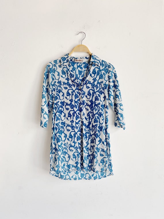 Vintage Fabindia Cotton Indigo Dyed Tunic Size XX… - image 1