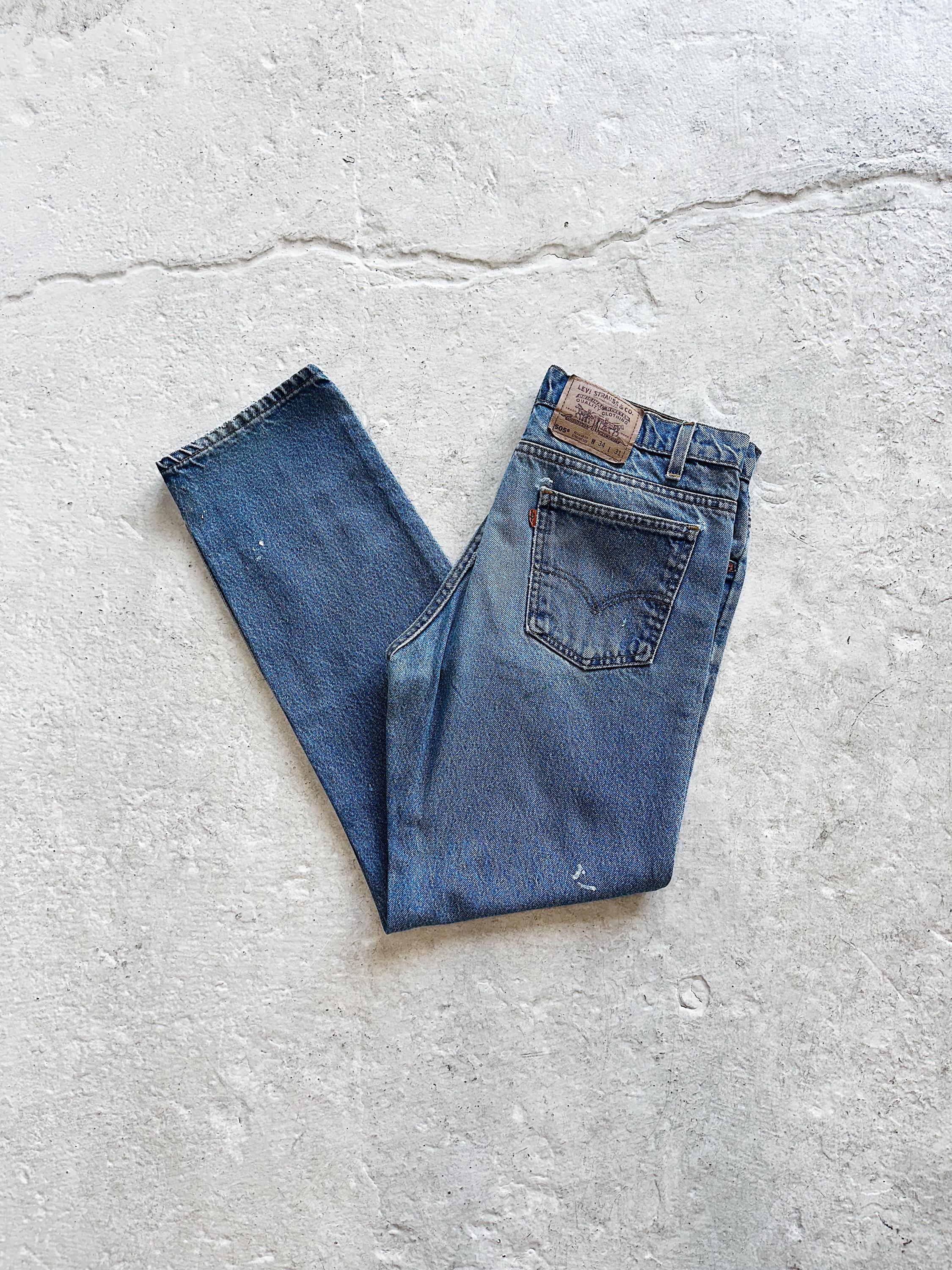 Vintage 70s Levis 505 Orange Tab Jeans Size 33 X 30 High Rise