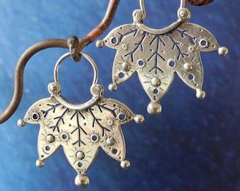 Jester Earrings - hoop style - sterling silver