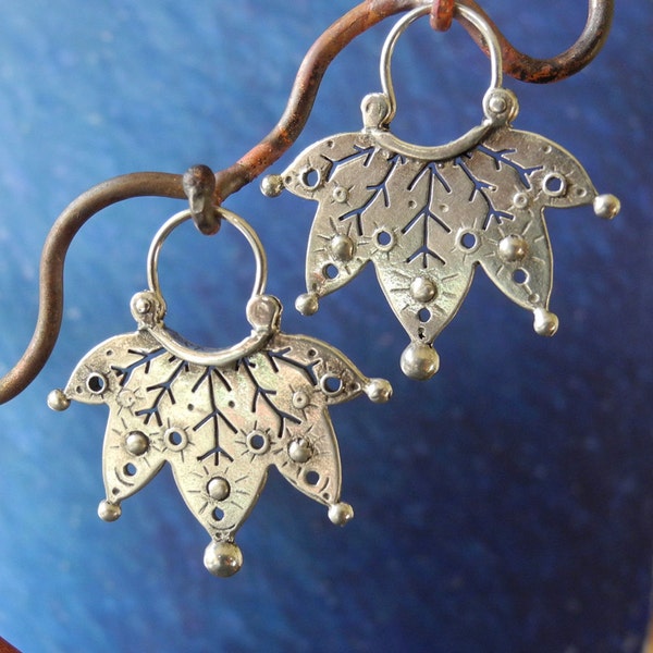 Jester Earrings - hoop style - sterling silver