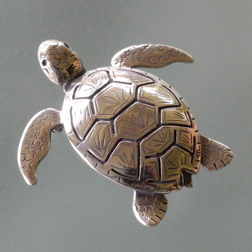 Sea Turtle Brooch Sterling Silver Etsy Denmark