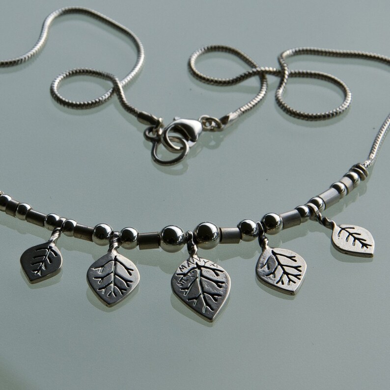 Vine Necklace Sterling Silver Leaf Necklace smaller Leaf Etsy