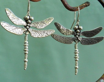 Dragonfly Earrings - larger - sterling silver