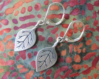 Boucles d'oreilles feuille - argent sterling