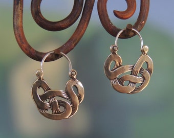Celtic Knot Hoop Earrings, brass