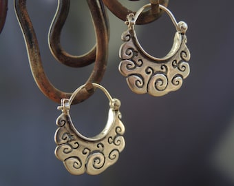 Tibetan Cloud Hoop Earrings/ Sterling