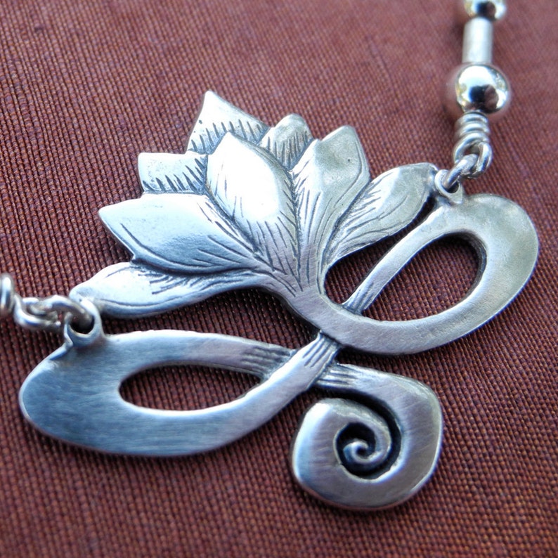 Lotus Necklace Sterling Silver Etsy