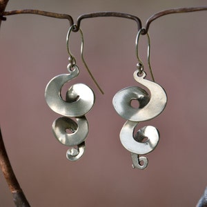Triple Curl drop Earrings sterling silver image 2