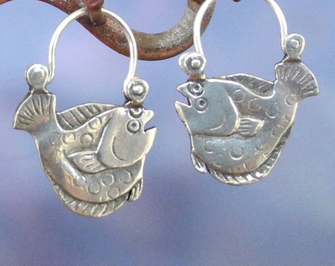 Flounder Earrings Sterling Silver Flat Fish Etsy
