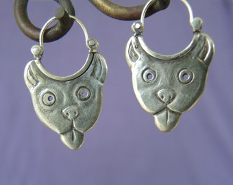 A Dog Named Bear - sterling silver hoop style earrings