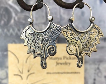 Swallowtail Sterling Silver Hoop Earrings