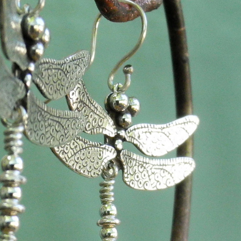 Dragonfly Earrings larger sterling silver image 4