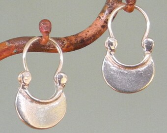 tiny Crescent Moon Earrings - Petite - silver hoop earrings