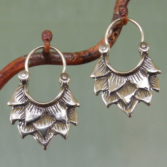 Lotus Earrings Very Small Sterling Silver Hoop Earrings Etsy Canada