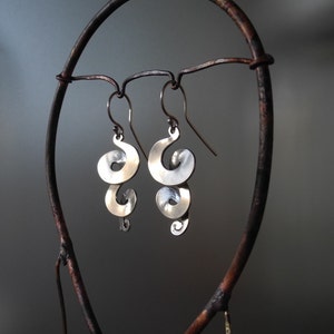 Triple Curl drop Earrings sterling silver image 3