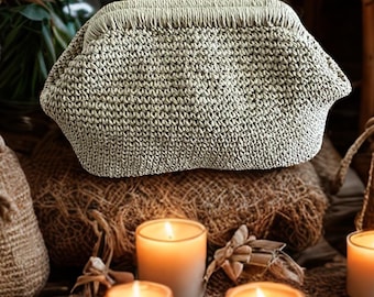 Bolsa de ráfia de crochê: bolsa de verão com alça superior estilo boho, feita à mão