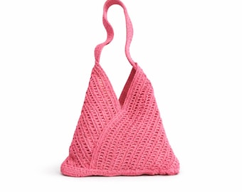 Borsa all'uncinetto rosa cipria - Borsa a tracolla romantica e borsa estiva fatta a mano in stile boho