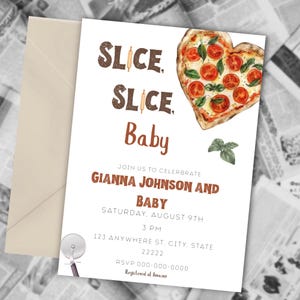 Pizza Baby shower Invitation | Heart Slice Design (Digital Download)