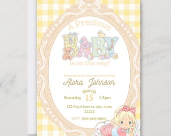 A Precious Baby Shower Invitation, Editable Canva Template, A precious little one is on the way invite