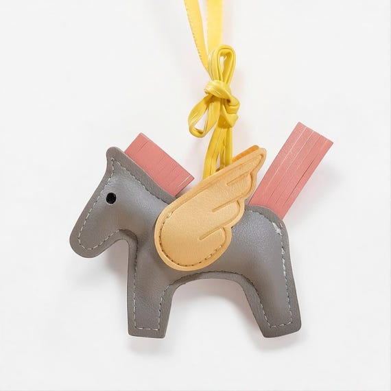 Leather Pegasus Bag Charm – Winged Horse Pendant