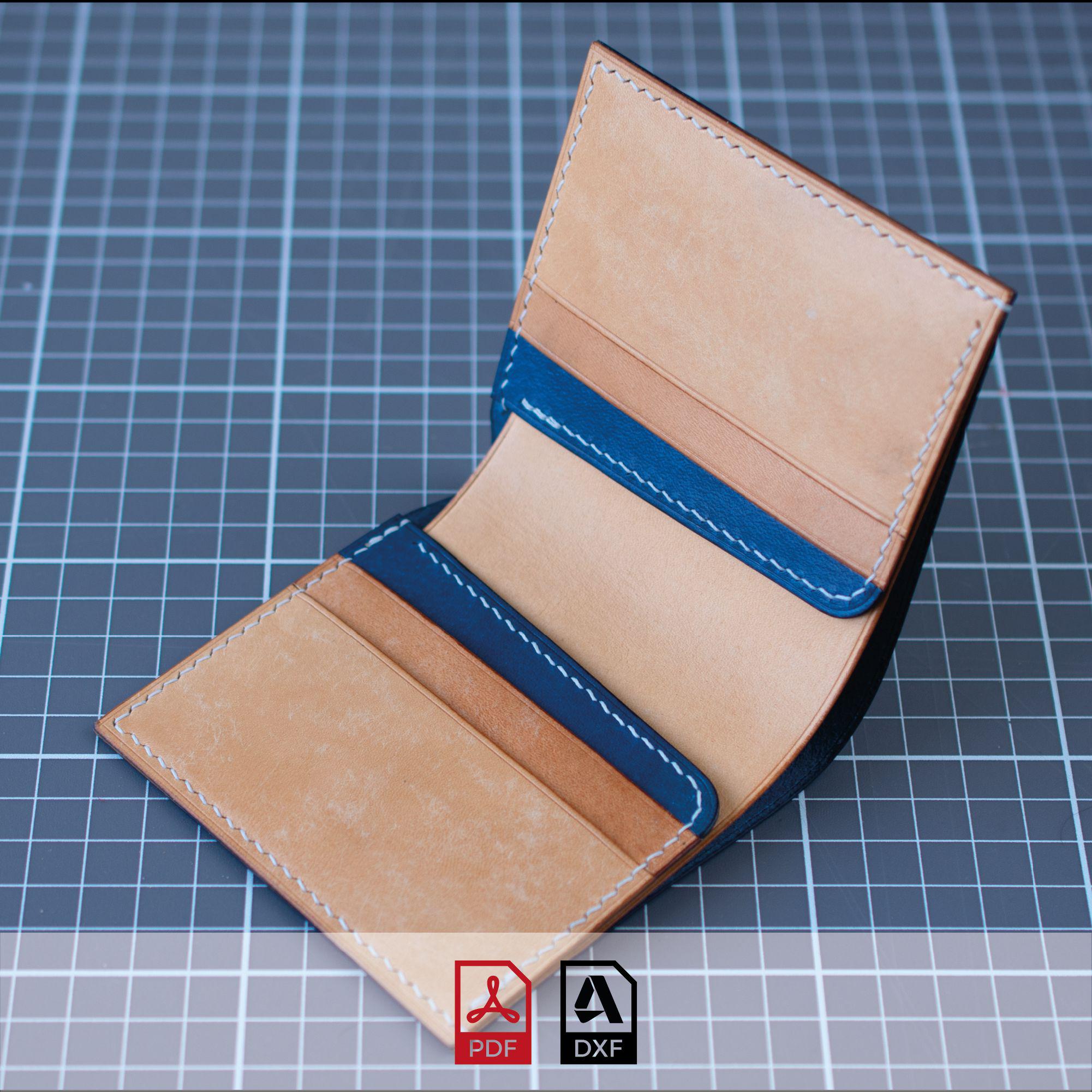 Wallet Template Rounded Pattern Bifold Wallet Pattern PDF DXF | DIY Leather Wallet Template ...