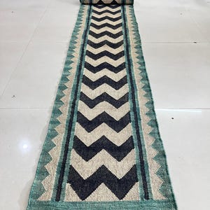 Black Kilim stair runner - Vintage handmade wool & jute boho hallway carpet, outdoor staircase rug, large bohemian boho Indoor rug