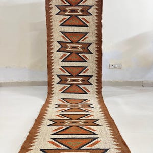 Kilim Stair Runner - Vintage Brown Handwoven Boho Jute Rug for Hallway Outdoor Stairs, Large Bohemian Woven Staircase Rug