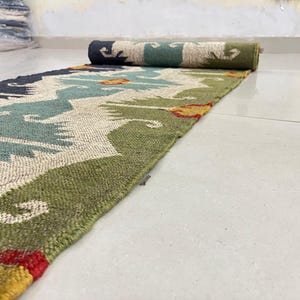 Handwoven Kilim runner Rug - Vintage Handmade Wool Jute Boho Rug Rustic Hallway Runner for Living Room Corridor Carpet Modern Kilim Runner image 7