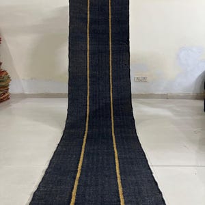 Schwarzer Kelim Läufer - Handgefertigter Kelim Läufer, Jute Flur Küche Deko Motive Orientalisch Traditionelle Indisch Geometrische Rustikale Wohnkultur