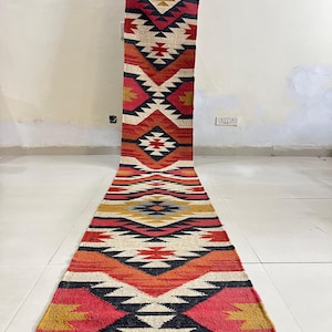 Kelim Treppenläufer - Handgefertigter Kelim Läufer, Jute Flur & Küchen Dekor Motive Orientalisch Traditionelle Indisch Geometrische Rustikale Wohnkultur