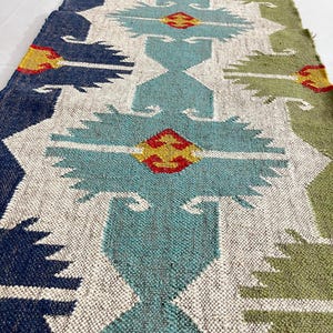 Handwoven Kilim runner Rug - Vintage Handmade Wool Jute Boho Rug Rustic Hallway Runner for Living Room Corridor Carpet Modern Kilim Runner image 2