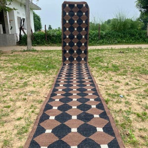 Kelim Läufer - Handgefertigter Kelim Läufer, Jute Flur & Küchen Dekor Motive Orientalisch Traditionelle Indisch Geometrische Türkisch Home